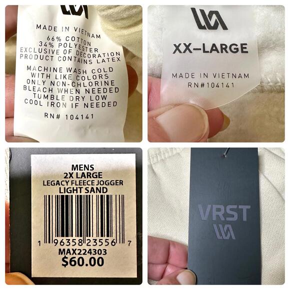 NWT VRST DSG Fleece Jogger Sweatpants Sand Men’s 2XL - Picture 8 of 8